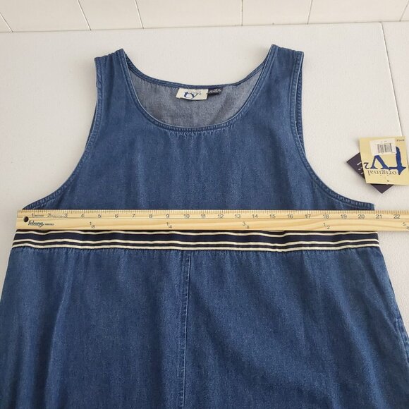 Origianl TY2 Womens Vintage Blue Denim Jumper Dress Size 16 Pockets Maxi Modest - Picture 8 of 10